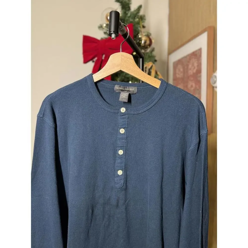 Men's Blue Henley Sweater by Banana Republic